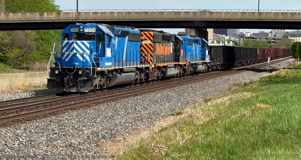 WE 7006 leads the shove back to the Wheeling about 2 miles away.